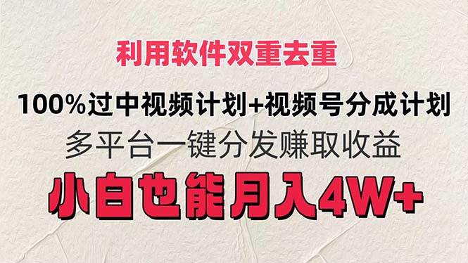 利用软件双重去重，100%过中视频+视频号分成计划小白也可以月入4W+-知联副业